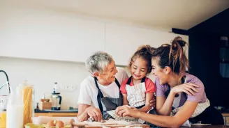 Family baking together