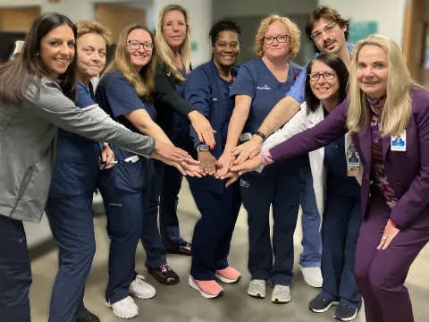 Nuses at AdventHealth New Smyrna Beach celebrate earning the prestigous Pathway to Excellence designation.
