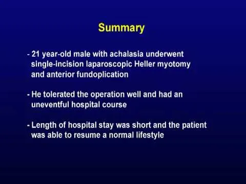 Single Incision Laparoscopic Heller Myotomy and Anterior Fundoplication 1