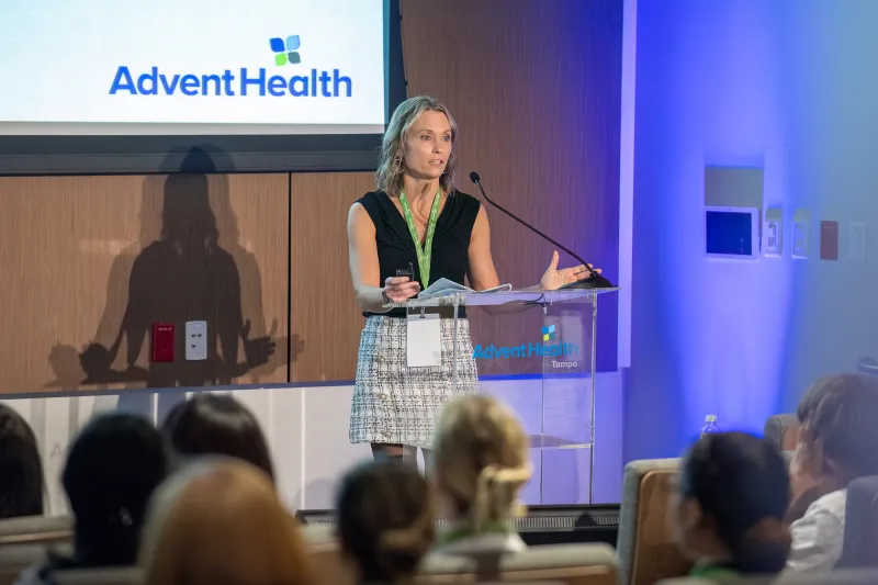 Cory O'Brien speaking at the 2023 Digestive Health Symposium.