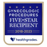 Healthgrades Five-Star Recipient for Gynecologic Procedures Badge for 2023.